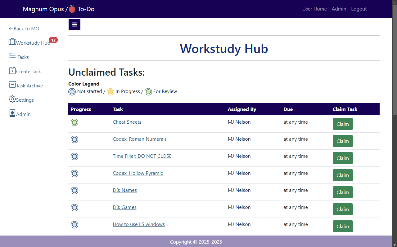 workstudy to-do
